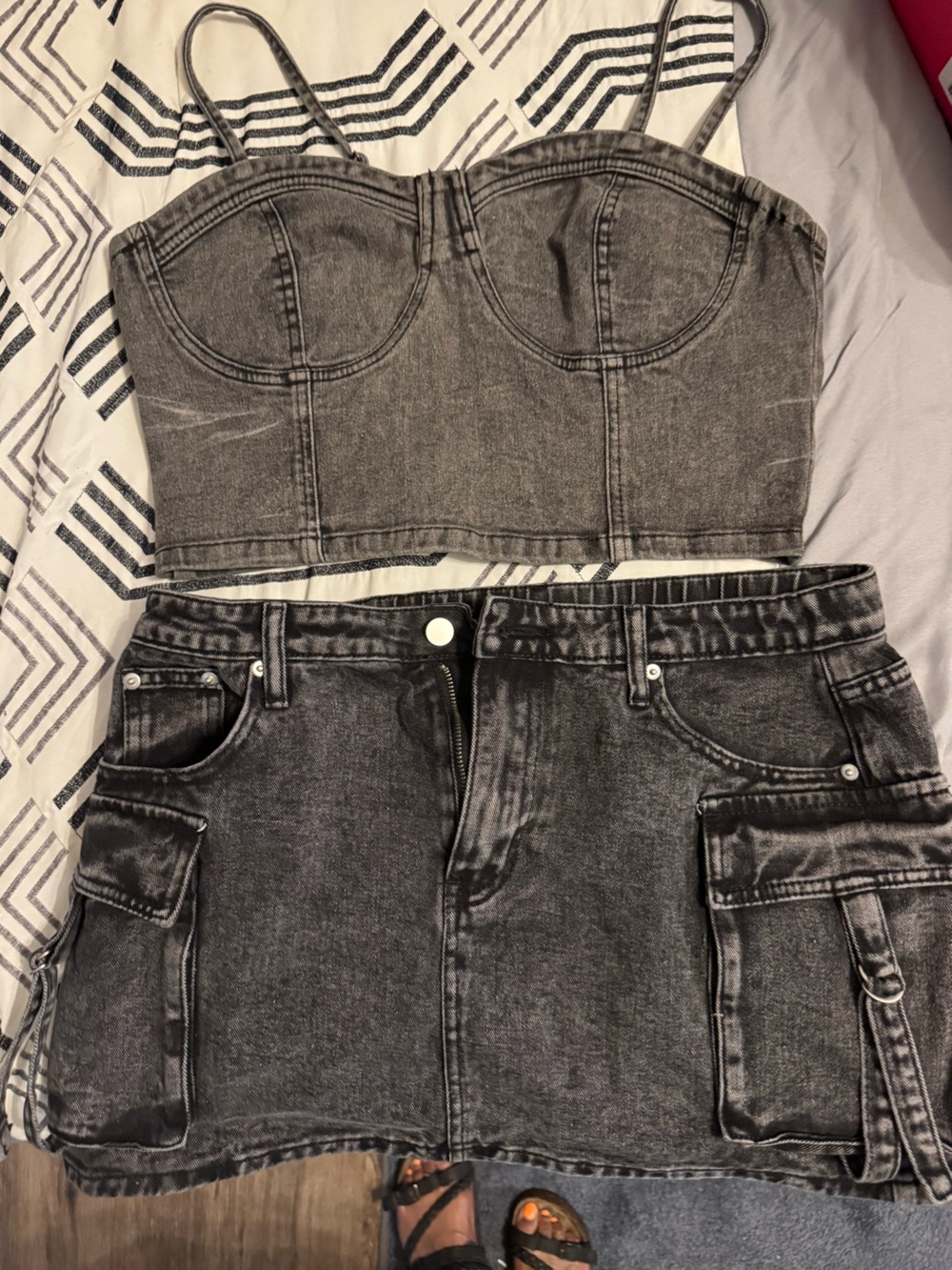 Charlotte Russe Black Washed Denim set